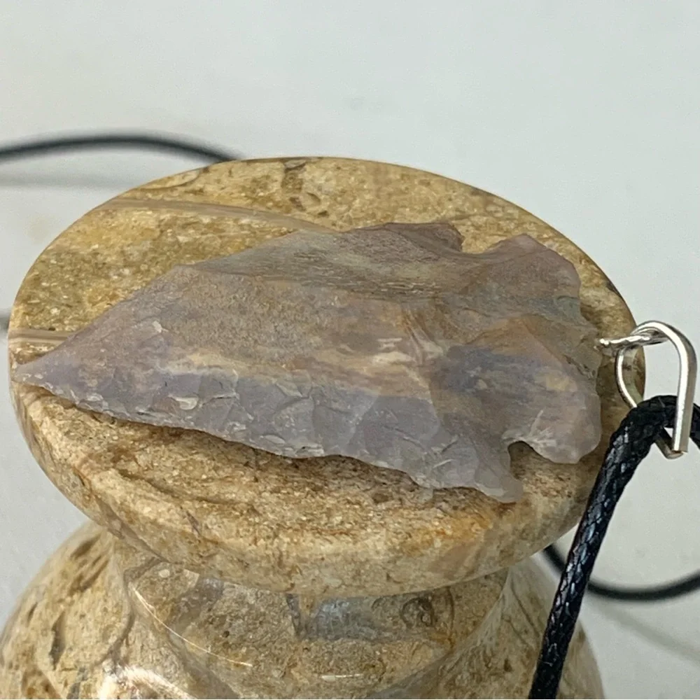 Arrowhead Leather Necklace Brown Agate Stone Primitive Jewelry Men's Tribal 19